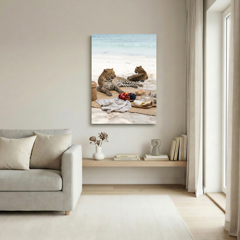 Ensemble de 1 tableau sur toile « Plage léopard », H 18 po x l 12 po, Toile tendue