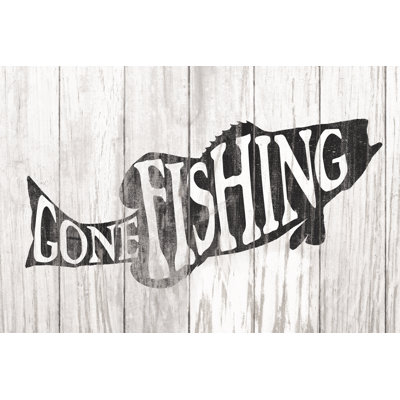 Gone Fishing Sign - Wrapped Canvas Print