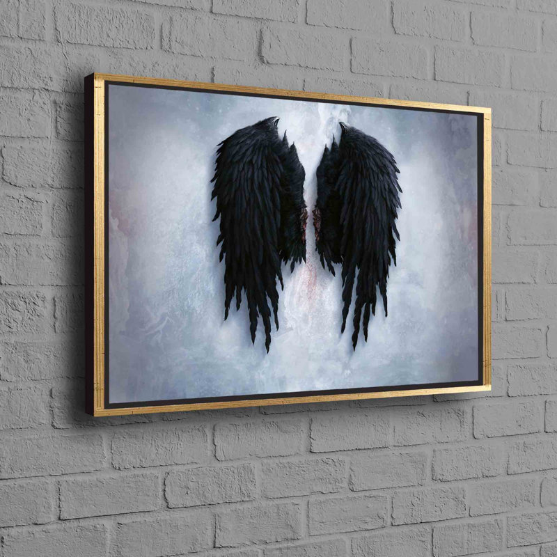 Art moderne moderne en forme d'ange en noir et blanc sur toile de coton pour une décoration murale élégante, Doré