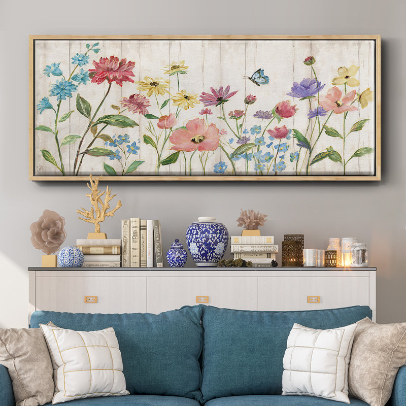 Fleurs sauvages sur toile encadrée, H 12 po x l 30 po