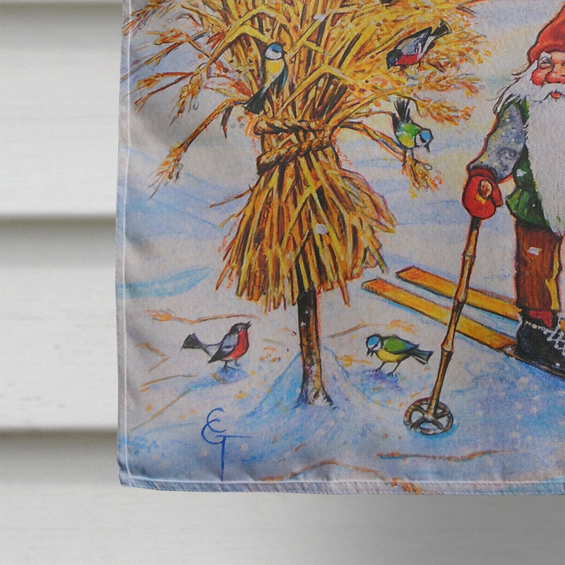 Drapeau de jardin 2 côtés christmas gnome ski, H 28 po x l 40 po