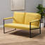 Pour le salon et les petits espaces de chambre à coucher, fauteuil d'appoint moderne à 2 places avec structure entièrement en métal, finition jaune