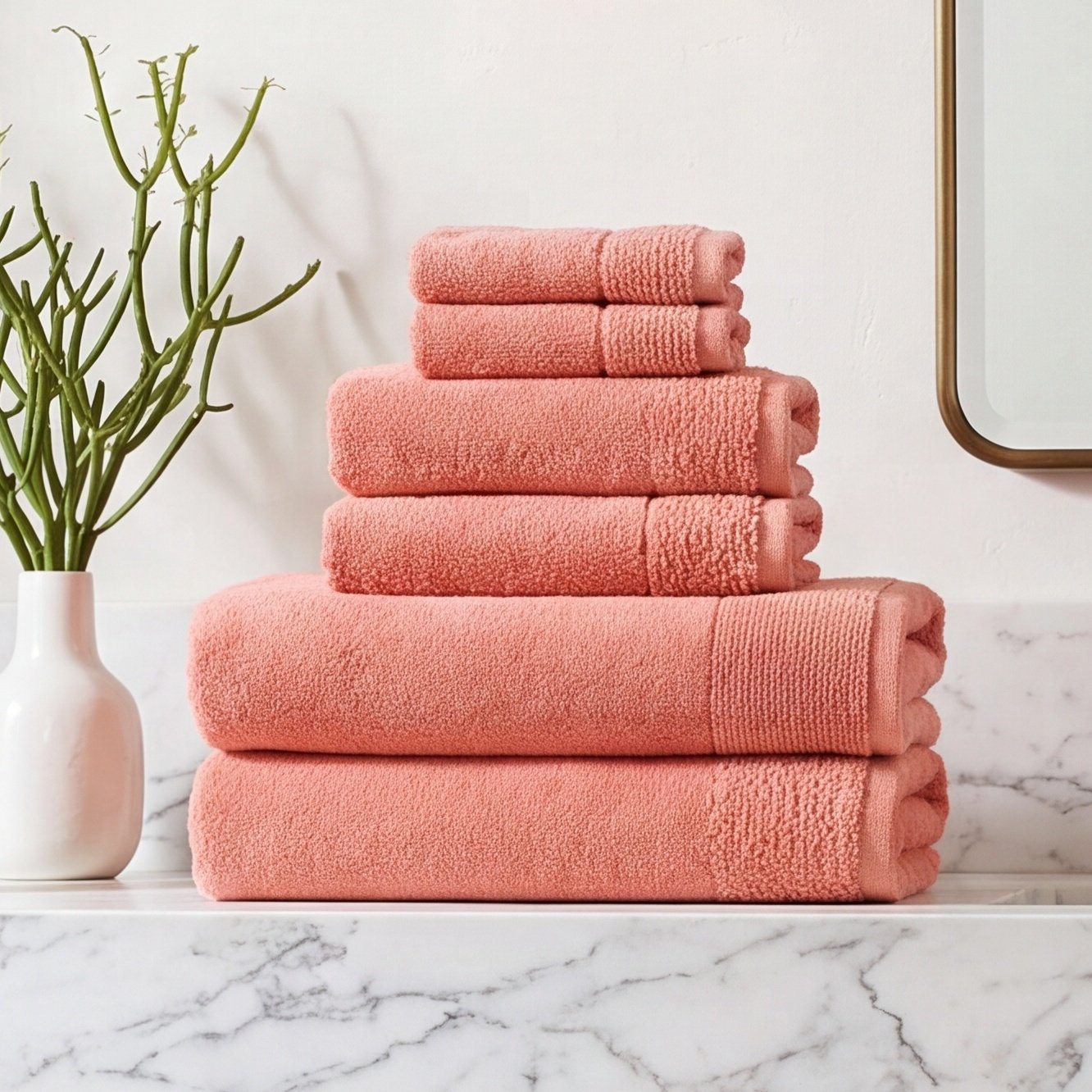 Maven 6-Piece Cotton Towel Set, Coral