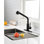 Robinet de cuisine escamotable noir mat, robinet d'évier à poignée simple avec bec haut pivotant à 360 °. Corrosion et rouille - Traitement de surface pour un fonctionnement continu. Réglez facilement la température de l'eau