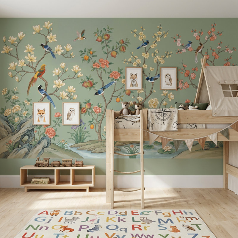 Décoration murale ressort en cerisier rose amovible, 120 po x 96 po, Texturé non collé