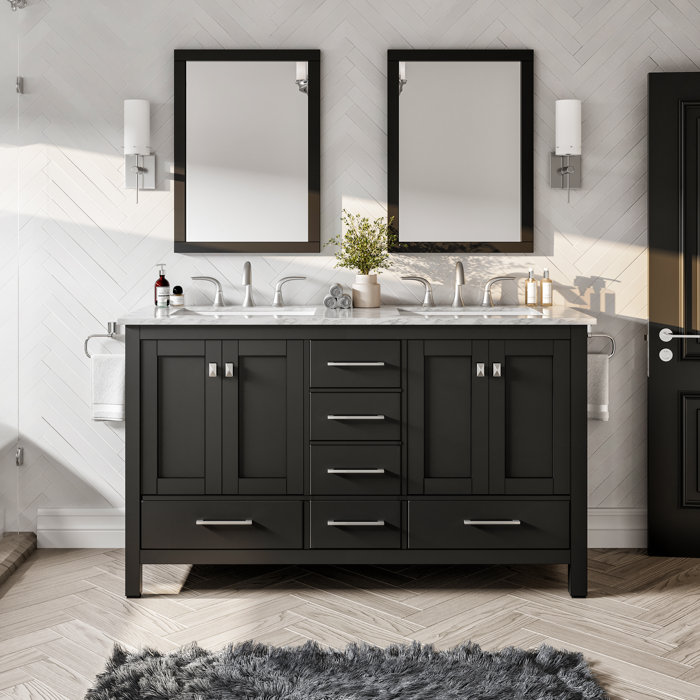 Brayden Studio® Zeringue 84'' Free Standing Double Bathroom Vanity with ...
