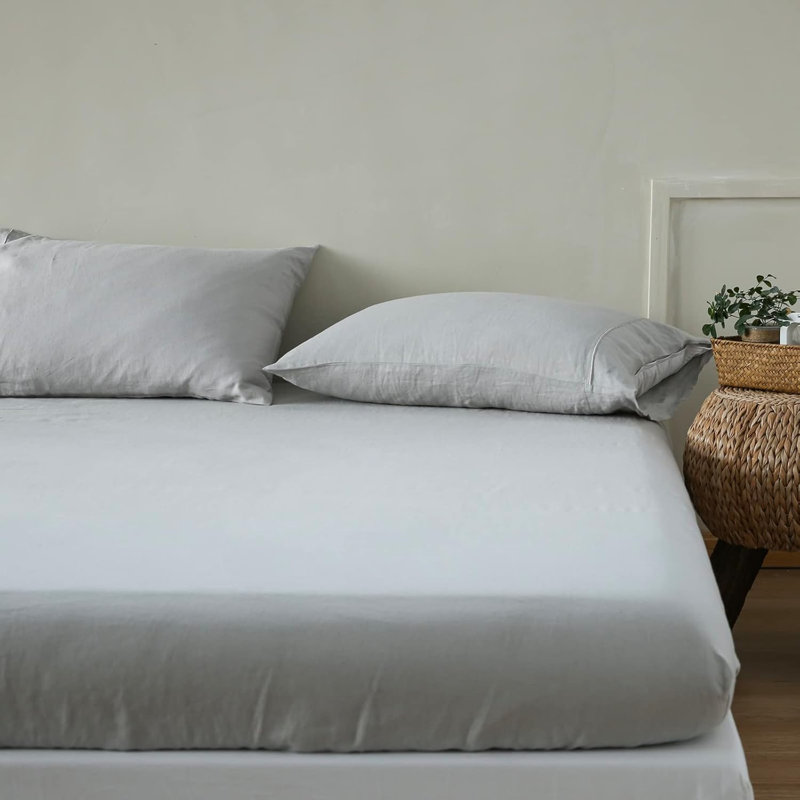 Drap-housse 100% lin, Queen Fitted Sheet, Gray