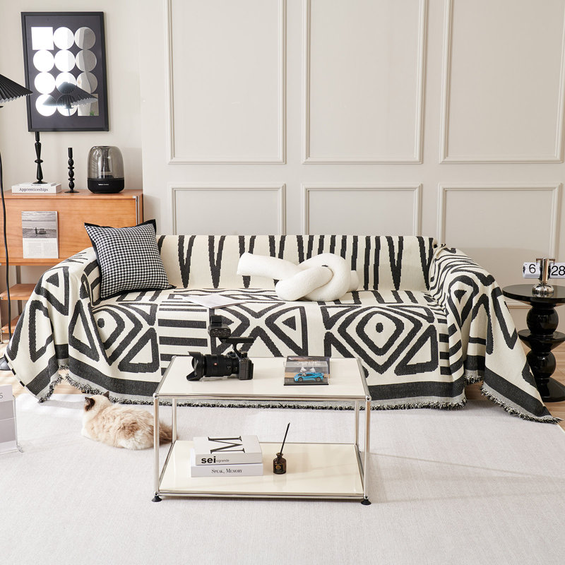 Housse pour canapé modulaire Boho Chenille, H 71 po x l 118 po x P 0,1 po, Noir