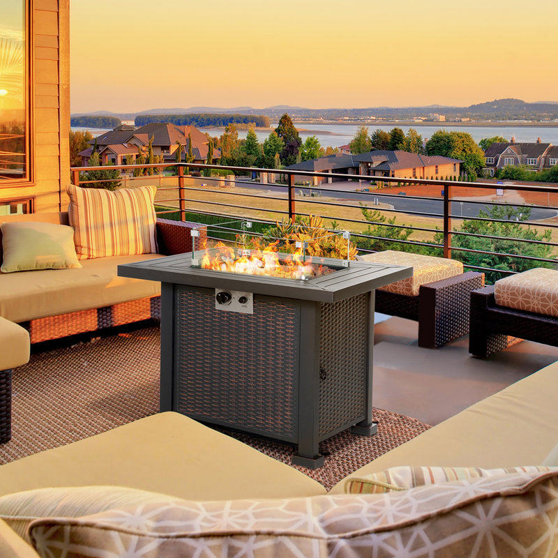 Outsunny 34 Inch Outdoor Propane Gas Fire Pit Table