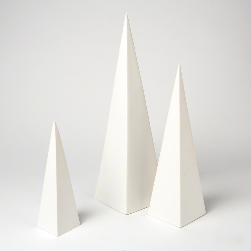 Pyramid Object 3 Piece Sculpture Set, White
