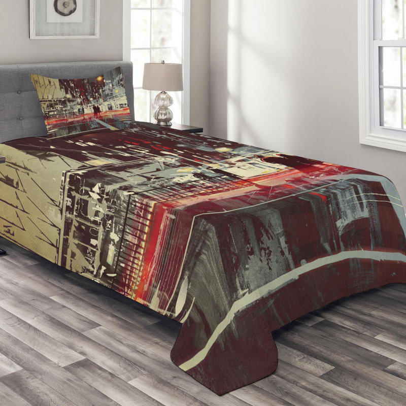 Modern & Contemporary Polyester Coverlet, Twin Coverlet + 1 Sham