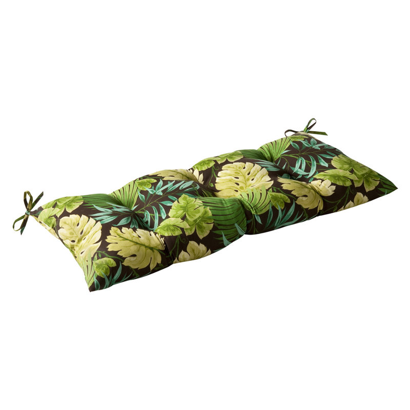 Tropical Green and Brown Polyester Outdoor Bench Cushion