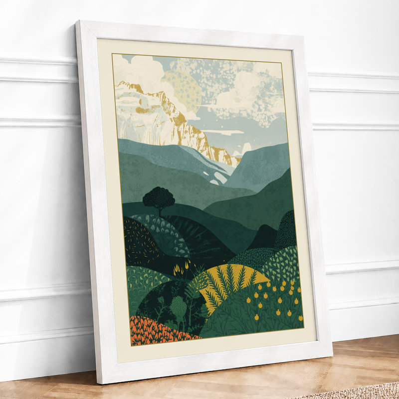 Mountain Pagoda Landscape Japandi - Print, A3 - 42.0 x 29.7 cm, White