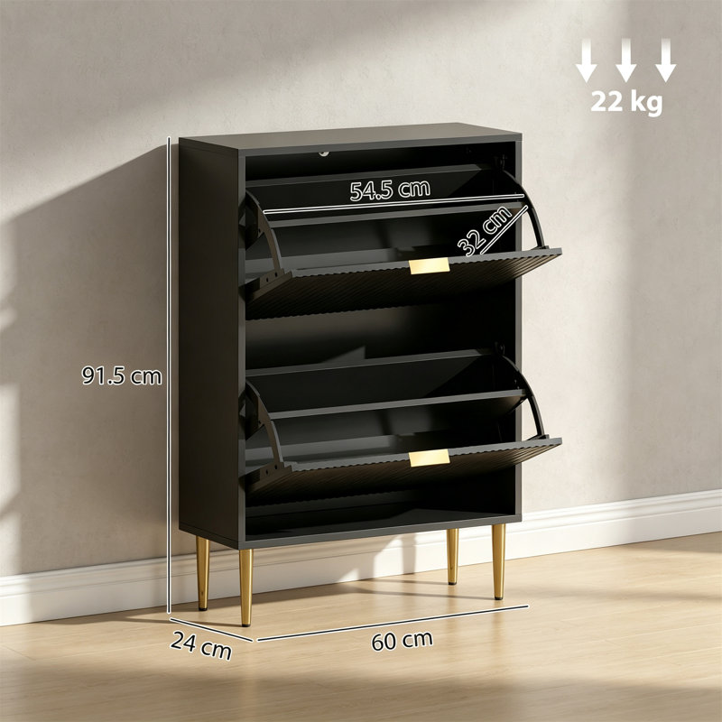 12 Pair Shoe Storage Cabinet, Black