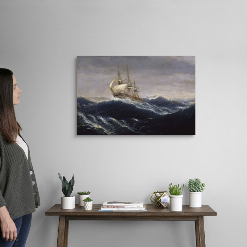 Reproduction d’art sur toile, "The Ship Ohio, 1829" par Thomas Birch, H 20 po x l 30 po x P 1,25 po, Toile tendue