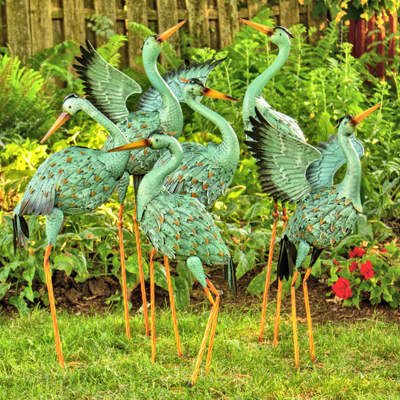 Ensemble de statue 6 pièces assorties de fer assortis herons Eva