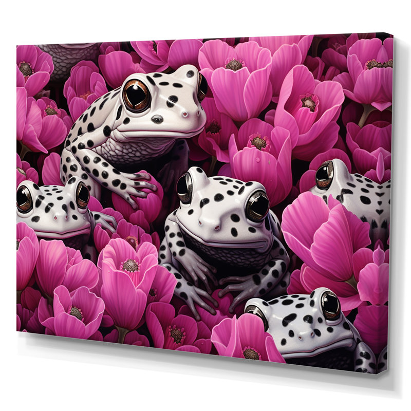 Blanc et rose Pop Art Frog I, Toile tendue, H 24 po x l 32 po x P 1 po