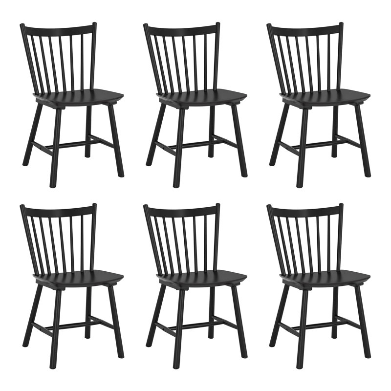 Solid Wood Windsor Back Side Chair, Black