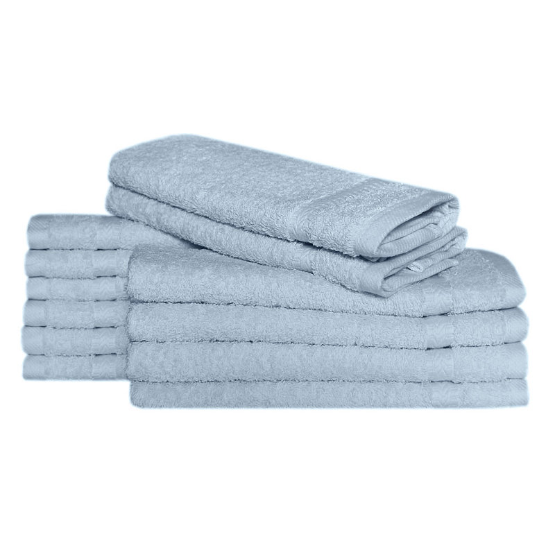 Cotton Midweight Fingertip Towel, Light Blue