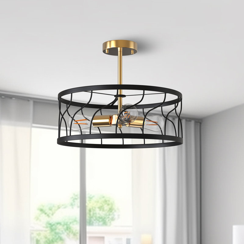 Plafonnier semi-encastré en cage à 3 lumières de 6,7 po