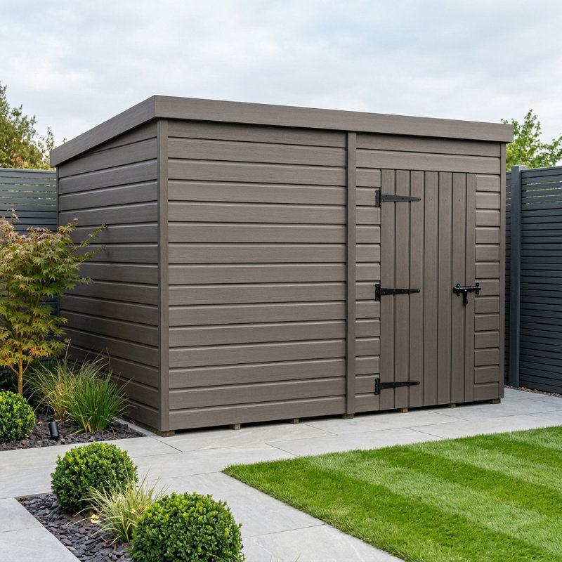 Total Sheds 8ft x 7ft Composite Pent Garden Shed - Single Door - No Windows - EPDM Rubber Roof - UK Manufactured