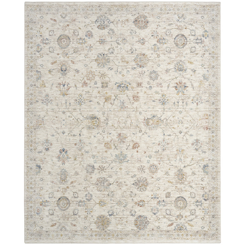 Tapis ivoire multicolore rétro 9 pi x 11 pi 10 po Reuland, Rectangle 9 pi x 11 pi 10 po