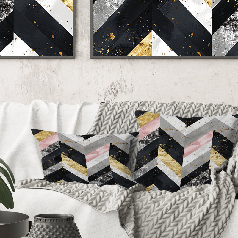 Coussin lombaire Glam Chevron I - Glam, Gris / rose