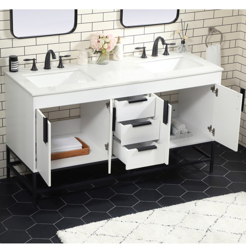 Eugene 60" Double Bathroom Vanity Set, White