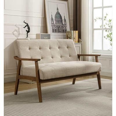 Keevay Fabric Loveseat with Rubberwood Frame