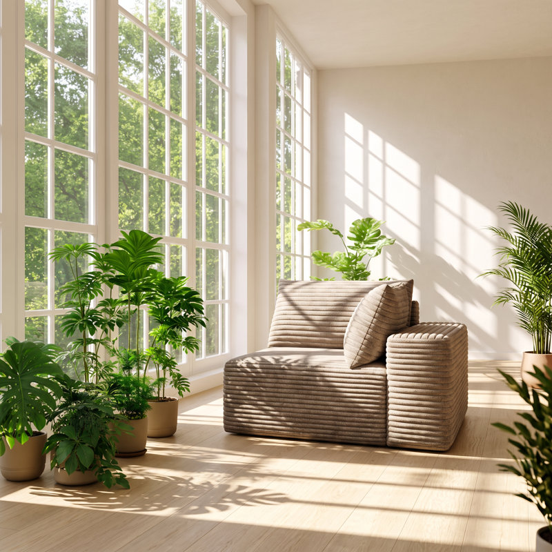 Canapé modulaire en coin en velours côtelé Y39,5 "x P 39,5" x H 24,43 "