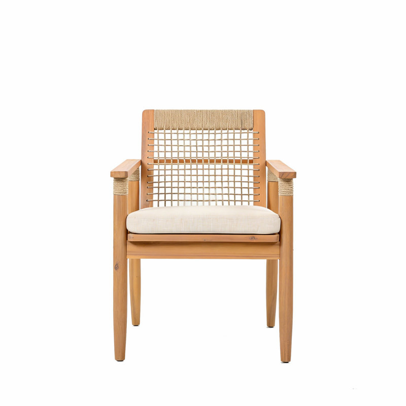 Ensemble de salle à manger d'extérieur 7 pièces en bois d'acacia avec coussins, 6 chaises et 1 table