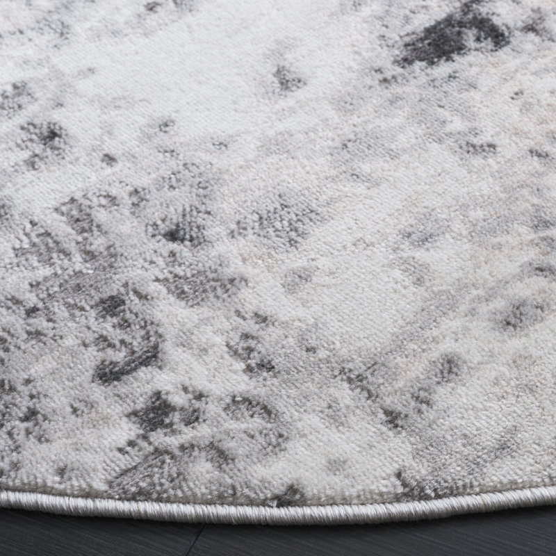 Tapis gris / ivoire Branscum, Rond 6 pi 7 po