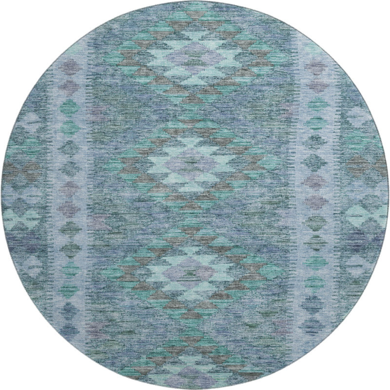 Premium Machine Washable Barry AMF1226 Global Rug, Round 8'