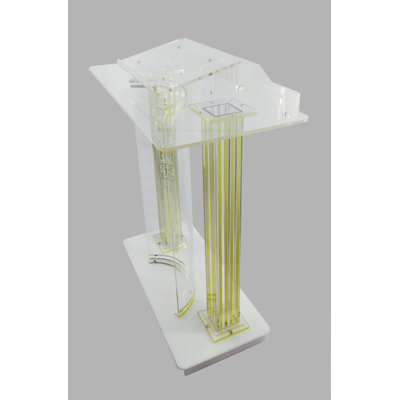 Assembled Luxurious Acrylic Podium Plaxiglass Lucite Podium W/ Casters, Floor Standing Lectern, Elevated Reading Surface,21231--Assembled Podium