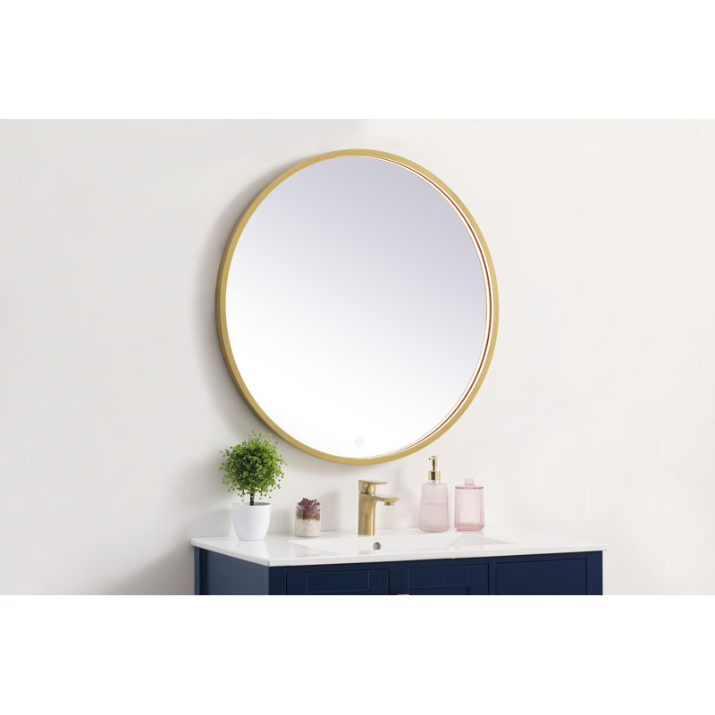 Miroir de salle de bain Pickard, 32 po x 32 po, Laiton