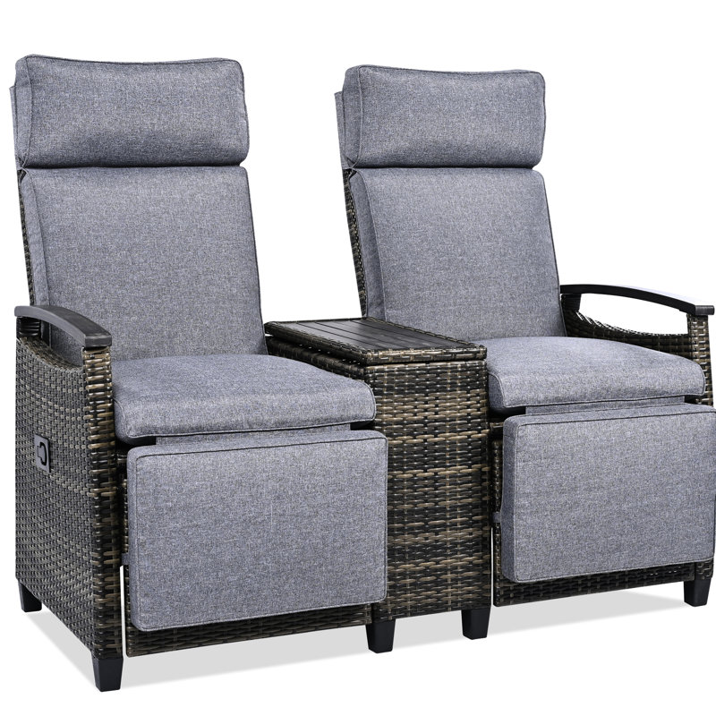 Chaise de patio avec angle réglable et sièges confortables - utilisation extérieure à long terme, coussins, housse, convient au jardin de balcon