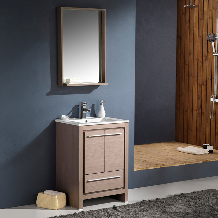  Fresca 24" Free-Standing Single Sink Bathroom Vanity Set with Mirror