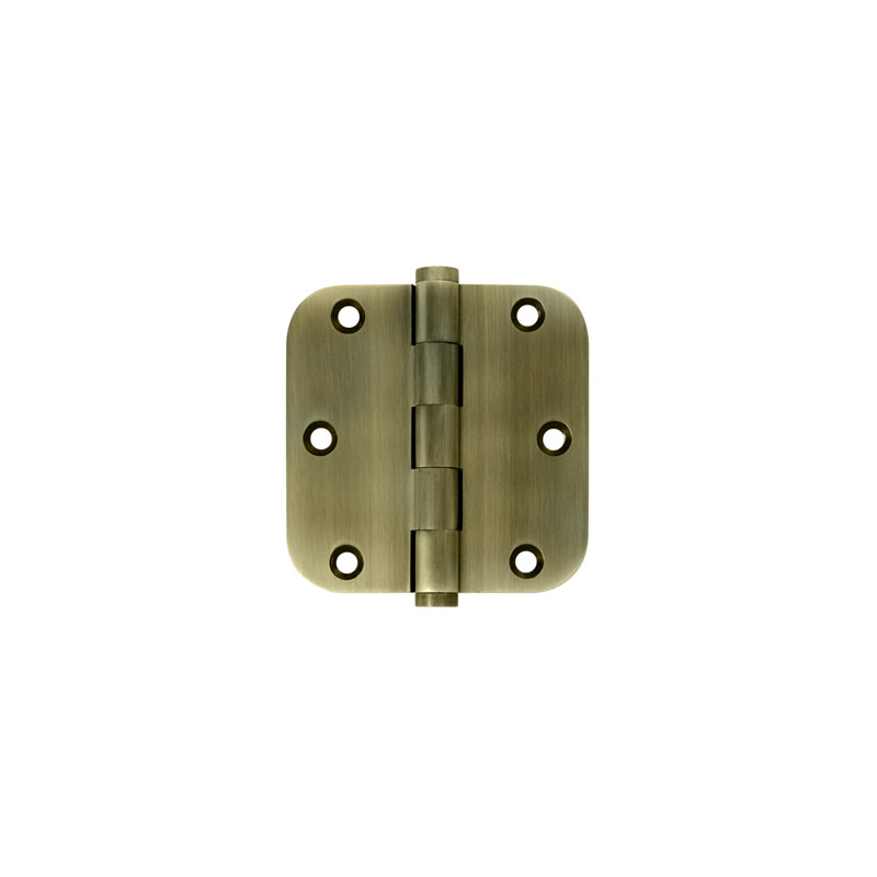 Deltana DSB35R510B-R 3-1/2" x 3-1/2" x 5/8" Radius Hinge, Residential in Oil-rubbed Bronze Pair, Antique Brass