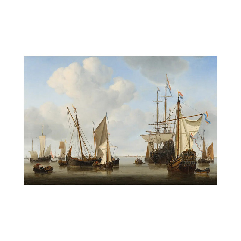 Navires dans les routes, 1658 - reproduction d'art mural - toile tendue, H 12 po x l 18 po
