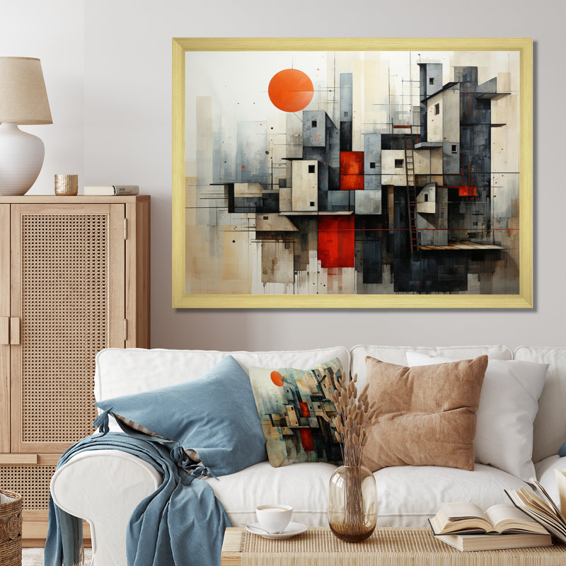 Abstract Architectures II - reproduction, H 30 po x l 40 po x P 1,5 po, Cadre doré simple