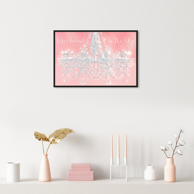 «Dramatic Entrance Sky Diamond», art mural sur toile gris Glam Glam pour chambre à coucher, Cadre en bois noir