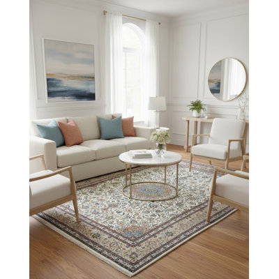 Tapis oriental crème unique 10X13 One-of-a-Kind
