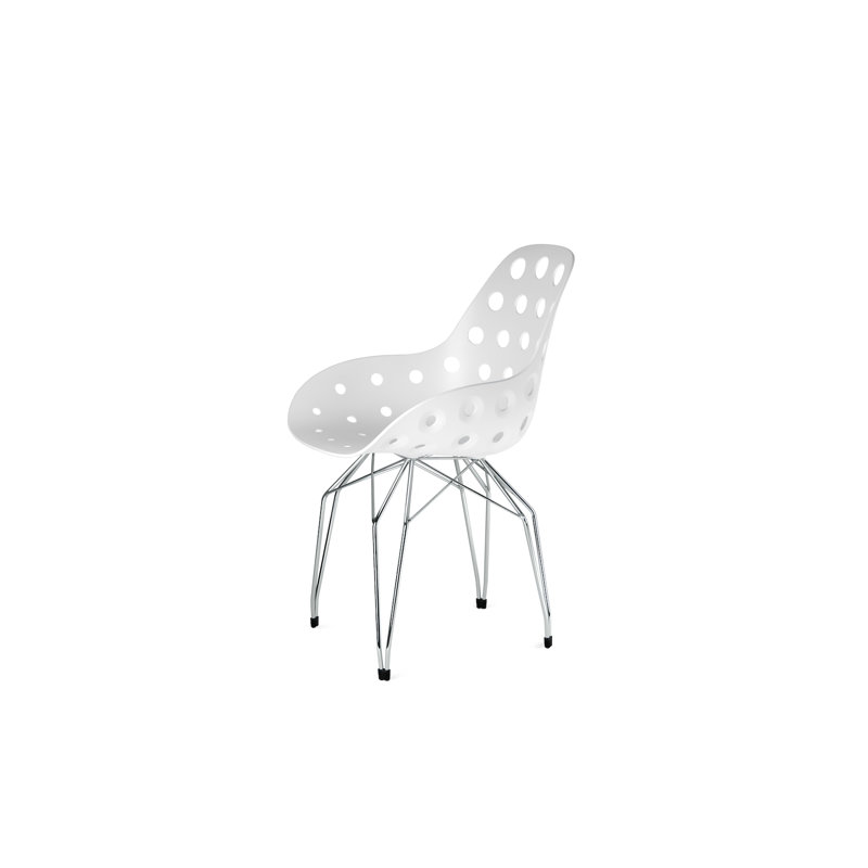 Chaise avec accoudoirs Gallatin, Blanc / Chrome