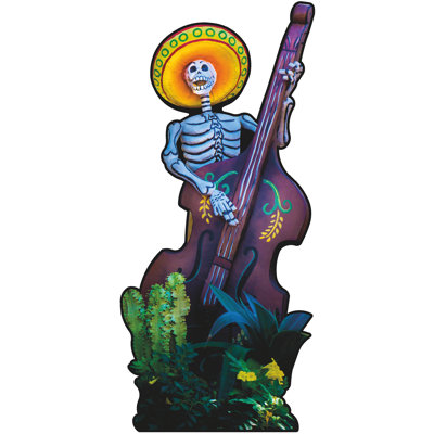 Los Muertos Day of the Dead Guitar Player Skeleton Cardboard Standup