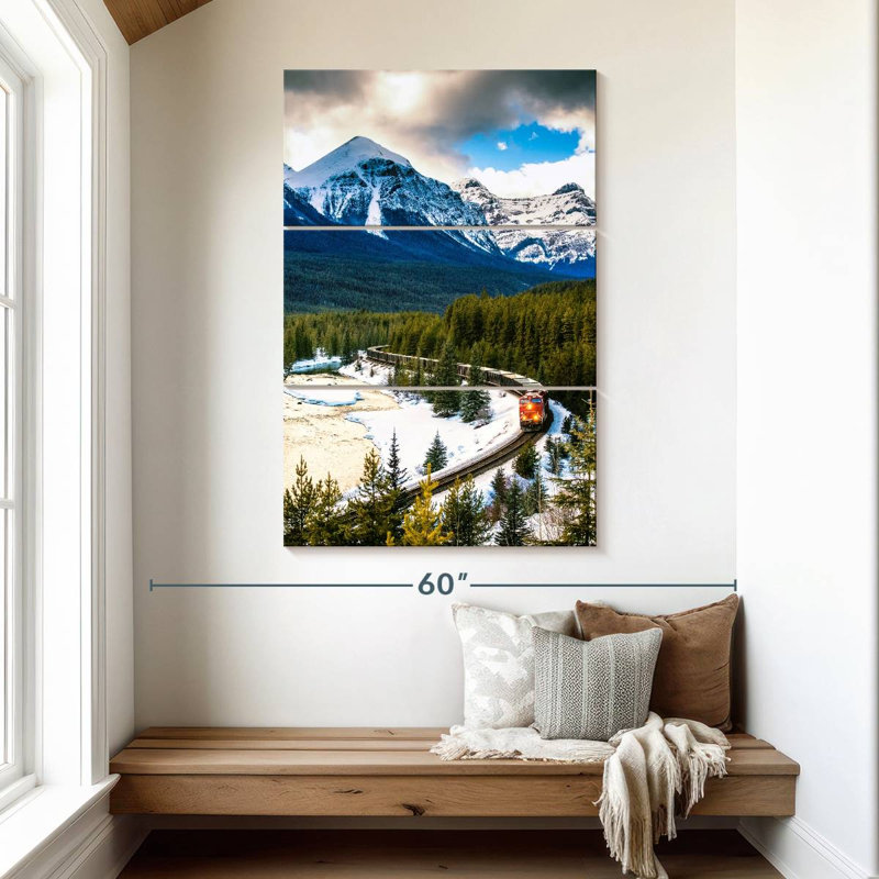 Mehar Winter Train Through Banff, 50" H x 32" W