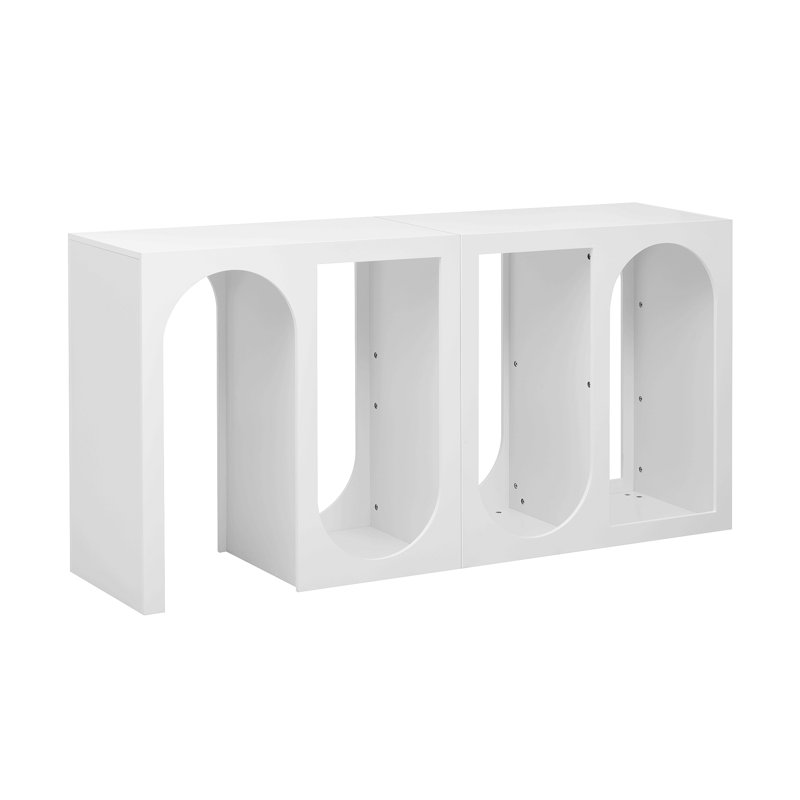 Console d'entrée modulaire avec extérieur rectangulaire et design intérieur incurvé pour des aménagements personnalisables, convenant à un bureau, une entrée et un salon