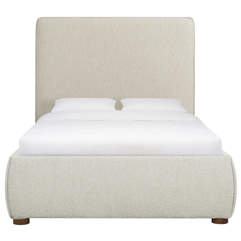 Callahan Upholstered Bed, Light Beige Boucle, Twin
