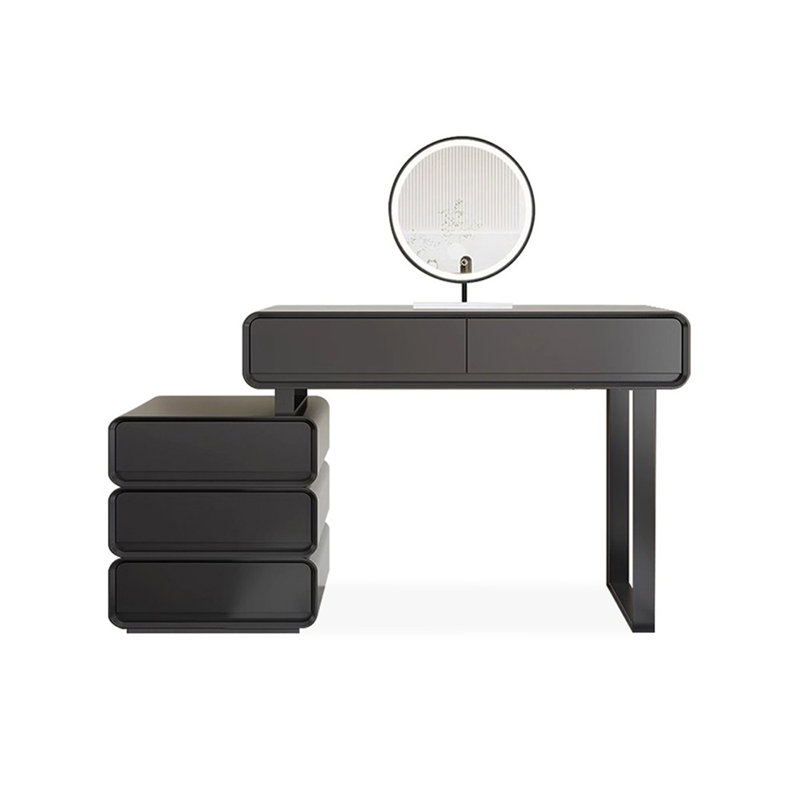 Coiffeuse de maquillage avec miroir lumineux, 5 tiroirs