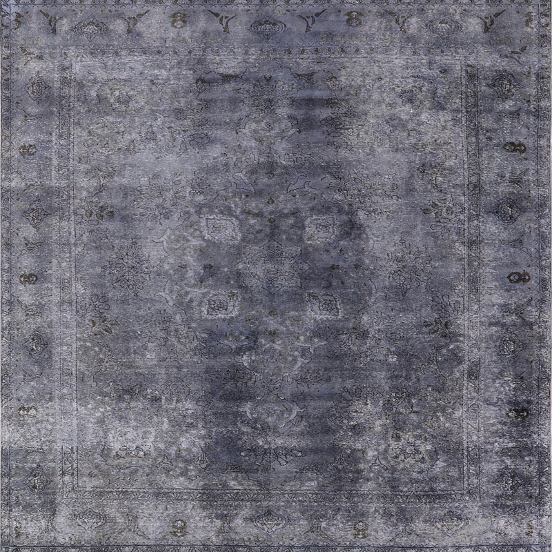 Tapis oriental gris / ivoire Ikeda, Carré 4 pi