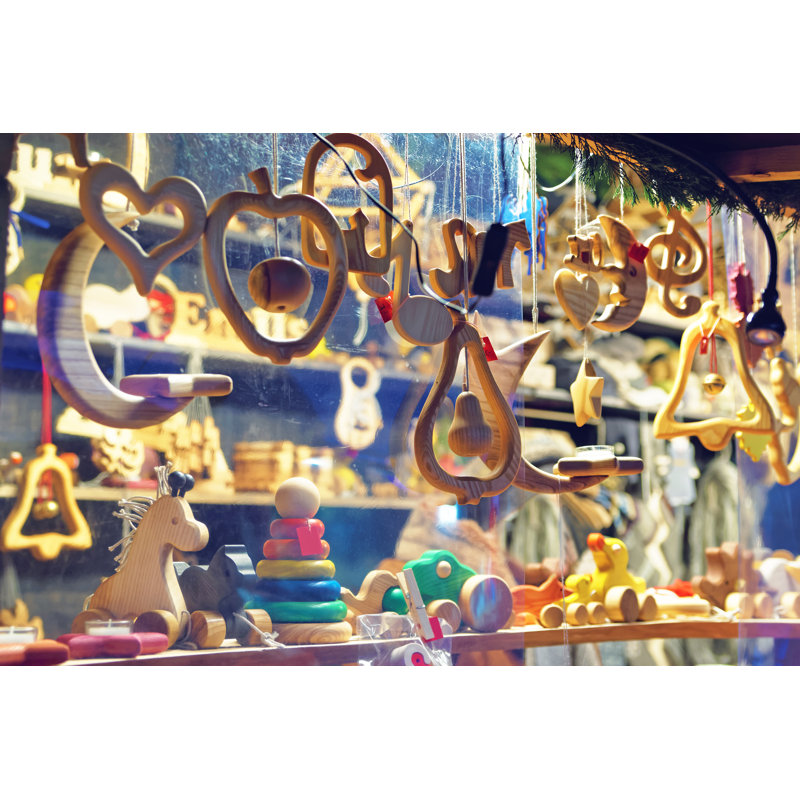 Stand With Wooden Toys by RomanBabakin - Wrapped Canvas Print, 30cm H x 46cm W